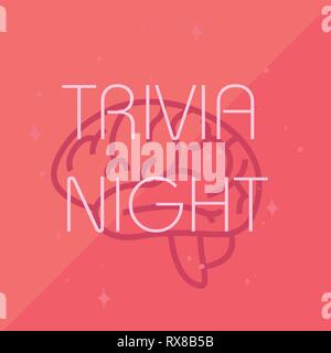 trivia night brain creativity lettering vector illustration Stock ...