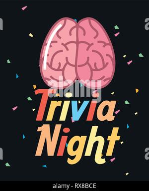 trivia night brain creativity lettering  vector illustration Stock Vector