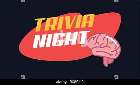 trivia night brain creativity lettering  vector illustration Stock Vector