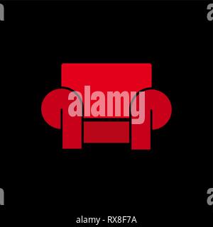 Vector logo, abstract modern armchair on black background Stock Vector