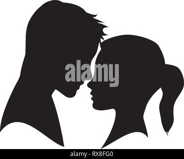 Vector logo lovers. Silhouette of man and woman with heart Stock Vector ...
