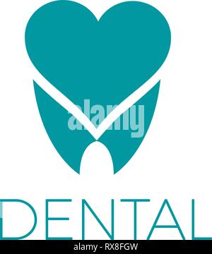 Vector logo abstract tooth with heart. Dental clinic concept Stock Vector