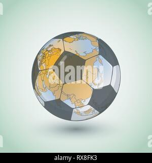 Football world continent map. Vector territory scheme made from soccer ball Stock Vector