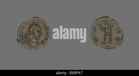 Coin Portraying Emperor Claudius Gothicus. Roman. Date: 268 AD-270 AD. Dimensions: DIam. 2.1 cm; 2.67 g. Bronze. Origin: Roman Empire. Museum: The Chicago Art Institute. Author: ANCIENT ROMAN. Stock Photo