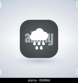 Light rain weather vector icon over application button, vector illustration Stock Vector