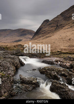 Waterfall on the Road to Loch Etive, Scotland Stock Photo