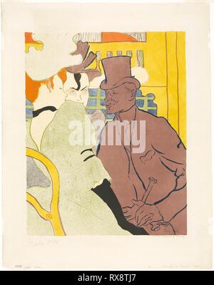 The Englishman at the Moulin Rouge. Henri de Toulouse-Lautrec; French, 1864-1901. Date: 1892. Dimensions: 527 × 373 mm (image); 618 × 487 mm (sheet). Color lithograph on ivory laid paper. Origin: France. Museum: The Chicago Art Institute. Stock Photo