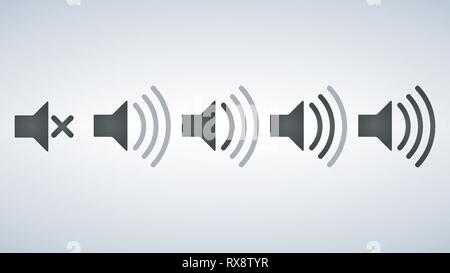 Set of Sound Icons Vector Design Flat Style Volume levels. Stock Vector