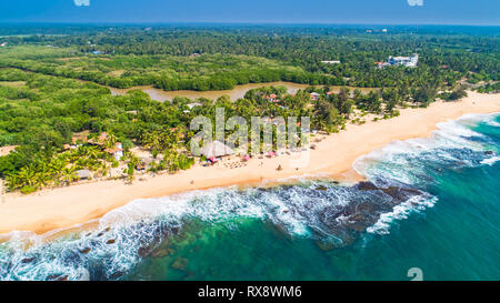 Aerial. Tangalle beach. Sri Lanka. Stock Photo