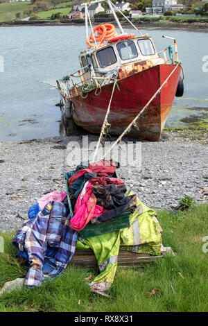 Hanging out the washing Reen West Cork Ireland Stock Photo