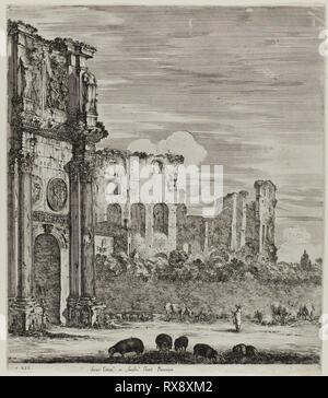 The Arch of Constantine. Stefano della Bella; Italian, 1610-1664. Date: 1654. Dimensions: 310 x 260 mm (image); 311 x 270 mm (sheet). Etching on ivory laid paper. Origin: Italy. Museum: The Chicago Art Institute. Stock Photo