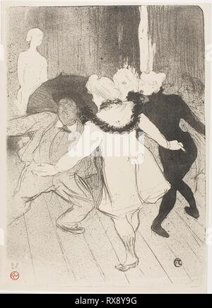 At the Folies-Bergère: The Modesty of Monsieur Prudhomme. Henri de Toulouse-Lautrec; French, 1864-1901. Date: 1893. Dimensions: 373 × 269 mm (image); 385 × 280 mm (sheet). Lithograph on cream wove paper. Origin: France. Museum: The Chicago Art Institute. Stock Photo