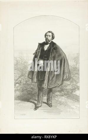 Alfred de Musset. Paul Gavarni; French, 1804-1866. Date: 1854. Dimensions: 347 × 220 mm (image); 445 × 296 mm (sheet). Lithograph in black on cream wove paper. Origin: France. Museum: The Chicago Art Institute. Stock Photo
