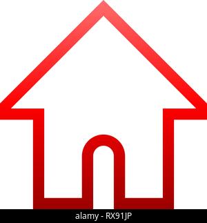 Home symbol icon - red gradient outline, isolated - vector illustration Stock Vector