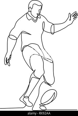 Rugby Player Continuous Line Drawing, Sport Game Hand Drawn ...