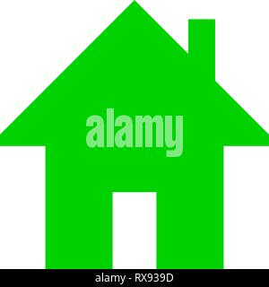 Home symbol icon - green simple outline, isolated - vector illustration ...