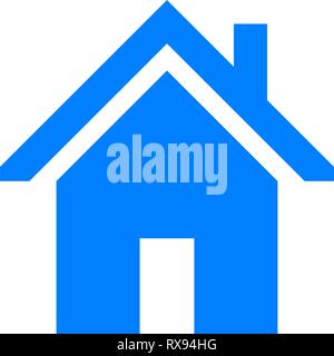 Home symbol icon - blue simple, isolated - vector illustration Stock Vector