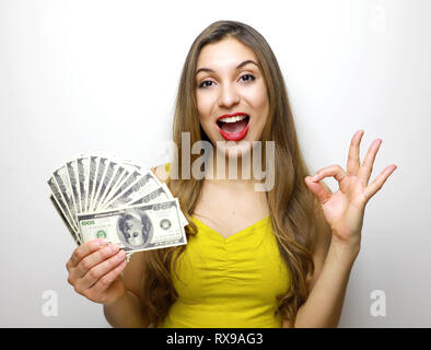 Woman Holding Fan of US Dollar Bills · Free Stock Photo
