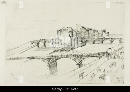 Isle de la Cité, Paris. James McNeill Whistler; American, 1834-1903. Date: 1858-1859. Dimensions: 200 x 289 mm (plate); 298 x 402 mm (sheet). Etching and drypoint in black ink on ivory wove paper. Origin: United States. Museum: The Chicago Art Institute. Stock Photo