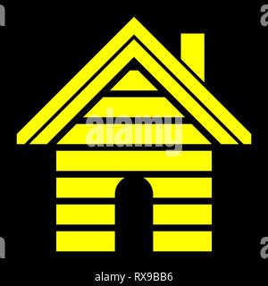 Home symbol icon - yellow striped, isolated - vector illustration Stock Vector