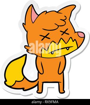 sticker of a cartoon dead fox Stock Vector