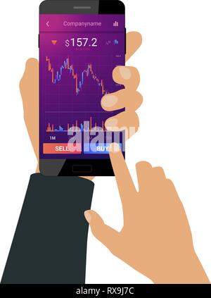 Hand holds a smartphone Stock Vector