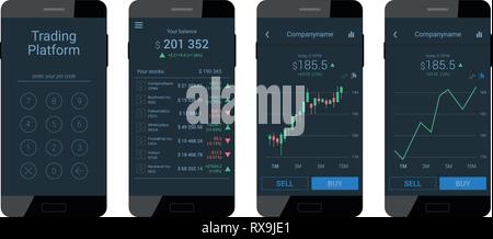 Trading mobile interface Stock Vector