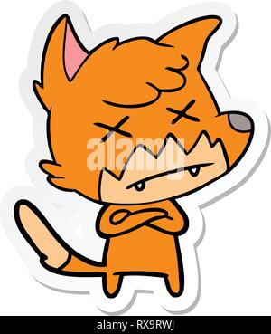 sticker of a cartoon dead fox Stock Vector