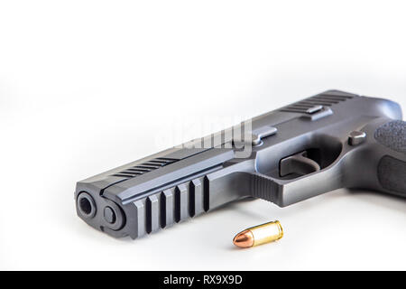 New handgun white background isolated close up Stock Photo
