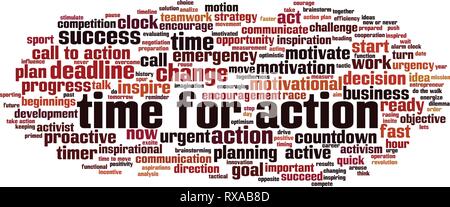 Time for action word cloud concept. Vector illustration Stock Vector