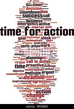 Time for action word cloud concept. Vector illustration Stock Vector