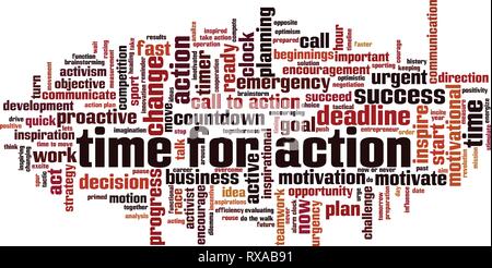Time for action word cloud concept. Vector illustration Stock Vector
