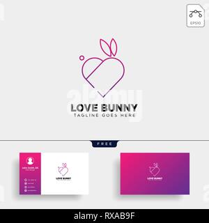 rabbit or bunny love animal line art style logo template vector icon Stock Vector