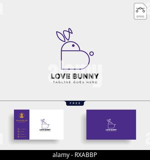rabbit or bunny love animal line art style logo template vector icon Stock Vector