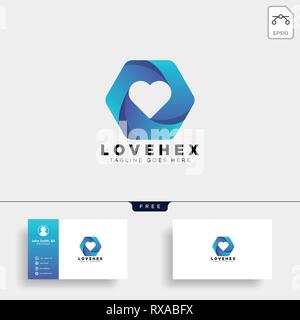 dating love hexagon gradient logo template vector illustration icon element isolated Stock Vector
