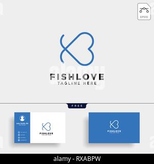 fish heart line logo template vector illustration icon element Stock Vector