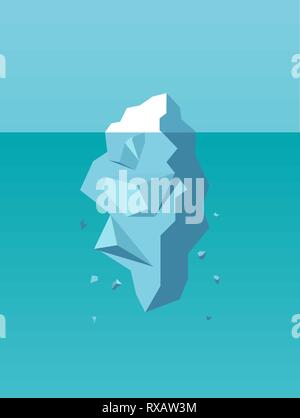 Vector of an iceberg as a symbol of business risk, danger and challenge Stock Vector