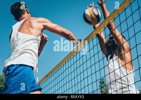 Beach volleyball game Stock Photo