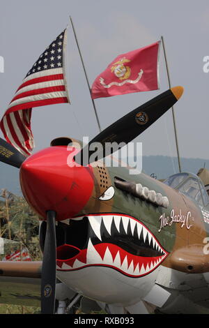 P-40 Warhawk The Jacky C. on static display at The Mid Atlantic Air Museum WWII Weekend in Reading Pennsylvania Stock Photo