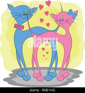 cat love cartoon vector illustration Stock Vector