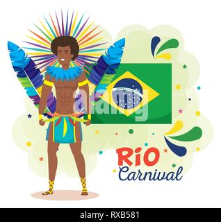 brazilian dancer with flag and carnival icons Stock Vector Image & Art ...