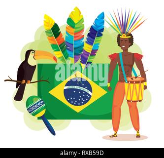brazilian dancer with flag and carnival icons Stock Vector Image & Art ...