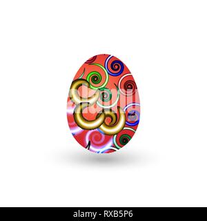 Easter egg with a pattern on a white background. Vector illustration Stock Vector