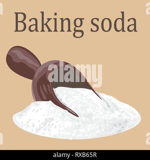Baking soda in a glass jar and in a spoon on a table vector illustration Stock Vector