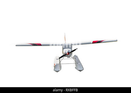 Remote controlled aircraft model, seaplane on white background Stock Photo