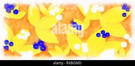 flowers pattern, graphic floral motive. Aquarelle effect Stock Photo