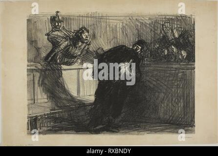 The Lawyer Abused. Jean Louis Forain; French, 1852-1931. Date: 1914. Dimensions: 299 × 405 mm (image); 348 × 520 mm (sheet). Lithograph on cream laid paper. Origin: France. Museum: The Chicago Art Institute. Stock Photo