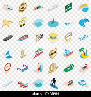 Ocean boat icons set, isometric style Stock Vector