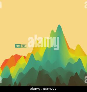 Mountain Landscape. Mountainous Terrain. Vector Illustration. Abstract Background. Stock Vector