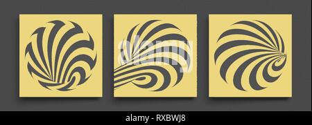 Black and yellow design. Pattern with optical illusion. Abstract 3D geometrical background. Vector illustration. Stock Vector